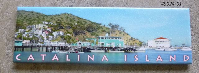 Souvenir Magnet with glitter photo scene of Catalina Island Harbor 5" x 1.5"
