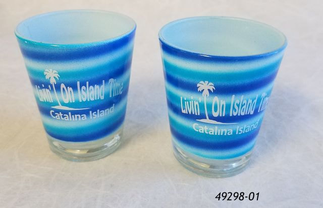 49298 Catalina Island Souvenir Shotglass Blue Spiral Swirl Design