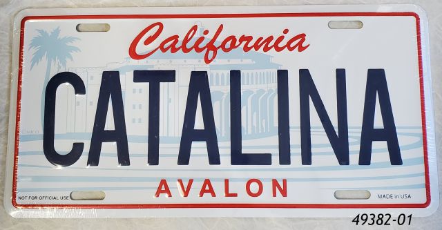 49382-01 Catalina Souvenir Embossed Aluminum License plate, made in USA.  Wall Decor.