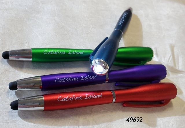 49692 Catalina souvenir pen/flashlight/stylus combo.  4 assorted colors. 