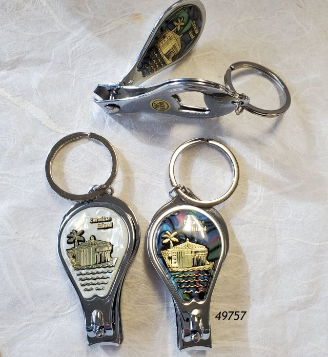 49575 Catalina Souvenir Nail Clip keyring with faux shell finish and gold design