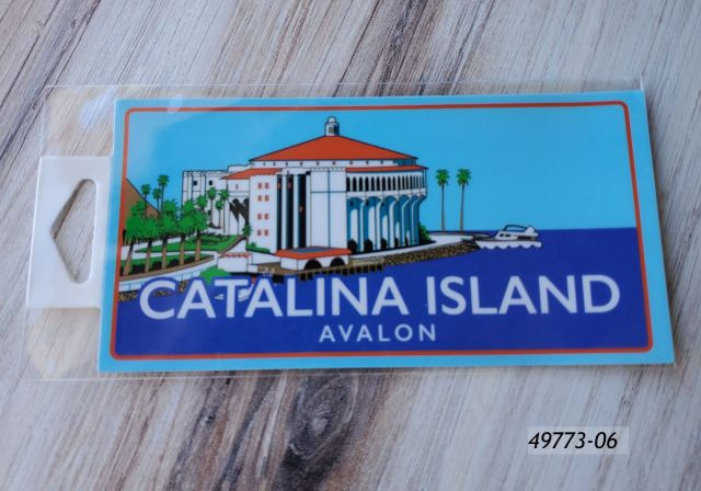 49773-06 Catalina Island Souvenir Sticker with Casino View.  6" x 3" with hang tab
