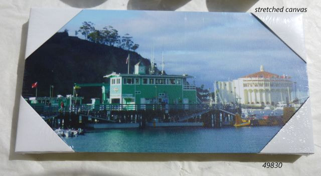 49830 souvenir Catalina canvas wall art with photographic harbor scene design. 12" x 6" 