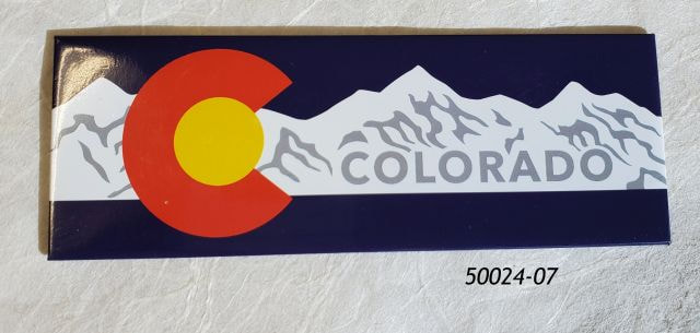 Colorado Souvenir Flat Magnet, 5" x 1.5" Flag Mountains graphic.
