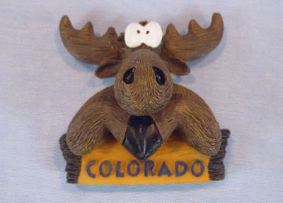 Colorado Souvenir Magnet.  Poly Resin Comic Moose