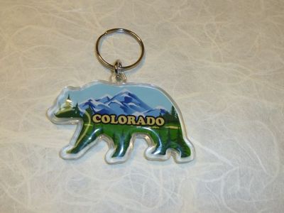 Colorado souvenir bear shape keyring Mountains design