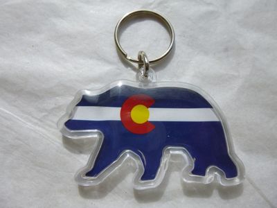 Colorado Souvenir Bear shaped keyring Flag Design