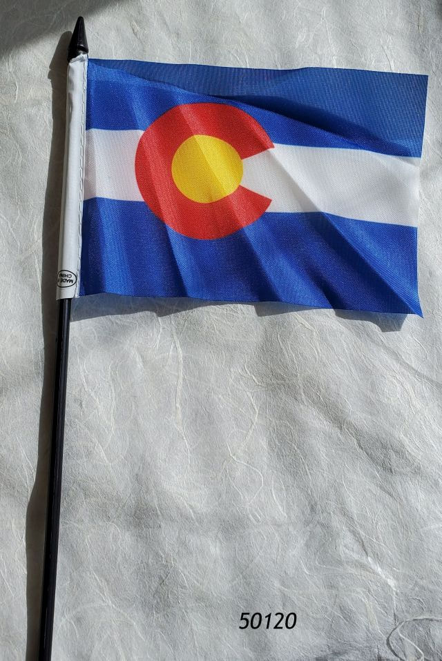 Colorado Souvenir Flag 4" x 6" with plastic pole. 