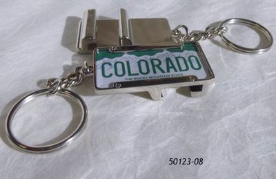 Colorado Souvenir Bottle opener keyring with license plate design