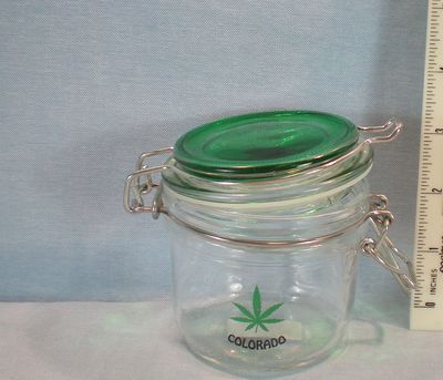 Souvenir Stash Jar with Colorado Pot Leaf Design