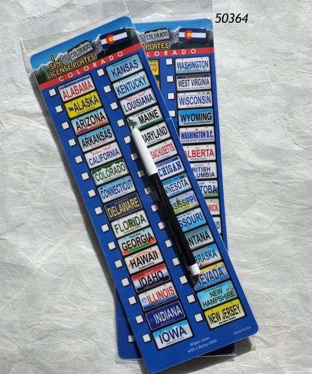 50364 Souvenir License Plate Checklist game with pen.  
