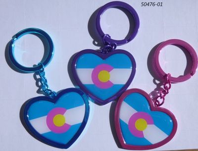 Colorado Souvenir Heart Shaped Metal Keyrings in assorted fashion colors