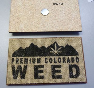 Colorado Pot Leaf Weed Magnet printed on Burlap