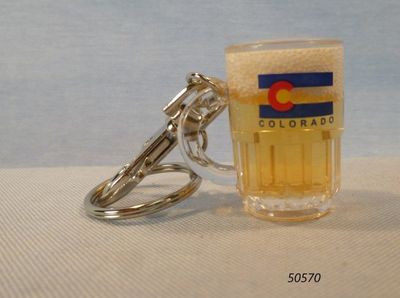 Souvenir Colorado Flag keyring liquid filled mini beer stein