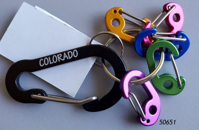 Colorado Souvenir Keyring, 2" Carabiner clip with colorful mini carabiners hanging off it.   50651