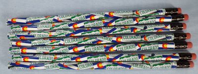 Souvenir Pencils with Colorado Flag & License plate design. 