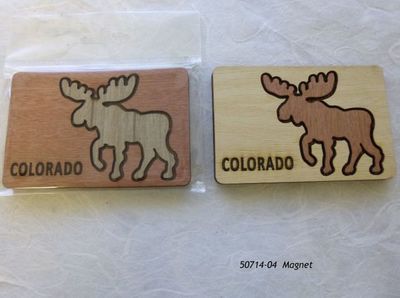 Colorado Souvenir wooden magnet Moose cutout design