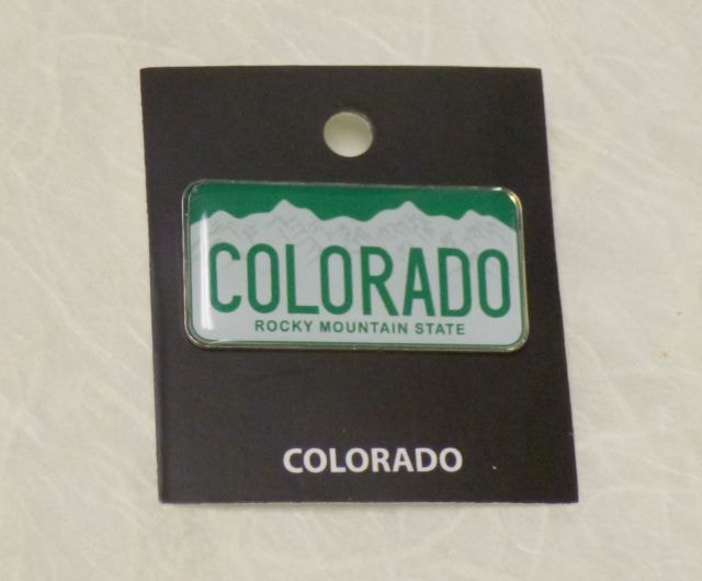 Colorado Souvenir Pin with License Plate design.