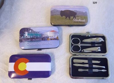 Custom Souvenir Manicure Kit in cushioned snap case.