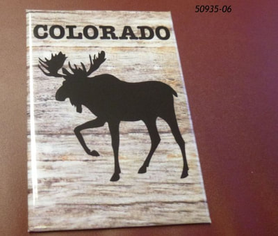 Colorado Souvenir Magnet Barnwood Moose design. 